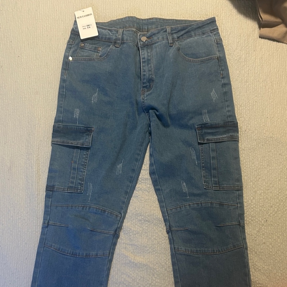 Women’s Blue Cargo Denim jeans